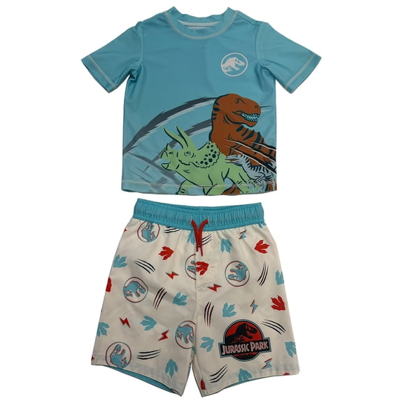 Character Toddler Boy Short Sleeve Rash Guard and Swim Trunks, 2-Piece, Size 2T-4T