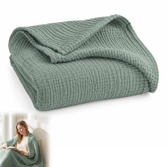 The Fleece Company Muslin Blanket, 100% Cotton 6-Layer Breathable, Soft & Pre-Washed 51" × 59"
