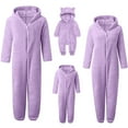 thumbnail image 4 of Christmas Vacation Pajamas Christmas Family Matching Kids Romper Long Sleeve Hooded Full Length Pants Cat Ear Soft Animal Sleepwear For Kids Light Purple 130, 4 of 5
