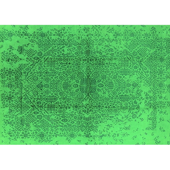 Ahgly Company Indoor Rectangle Oriental Green Industrial Area Rugs, 8' x 10'