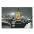 thumbnail image 1 of London Cutting Board, Big Ben and Westminster Bridge at Night in UK Street River European Look, Decorative Tempered Glass Cutting and Serving Board, Large Size, Grey Yellow, by Ambesonne, 1 of 1