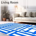 thumbnail image 2 of ODIKA 8'x10' Machine Washable Non-Slip Area Rug, Striped Checker Design Floor Accent with Classic Country Charm High Traffic Rug with Pad, Blue, 464606, 2 of 8