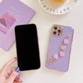 thumbnail image 4 of Compatible with iPhone 13 Pro Max Case 6.7 inch 2021 Release Luxury Plating Soft TPU Case with Love-Heart Strap Bracelet Chain Shiny Cute Pretty Protective Phone Cover for Women Grils Purple, 4 of 5