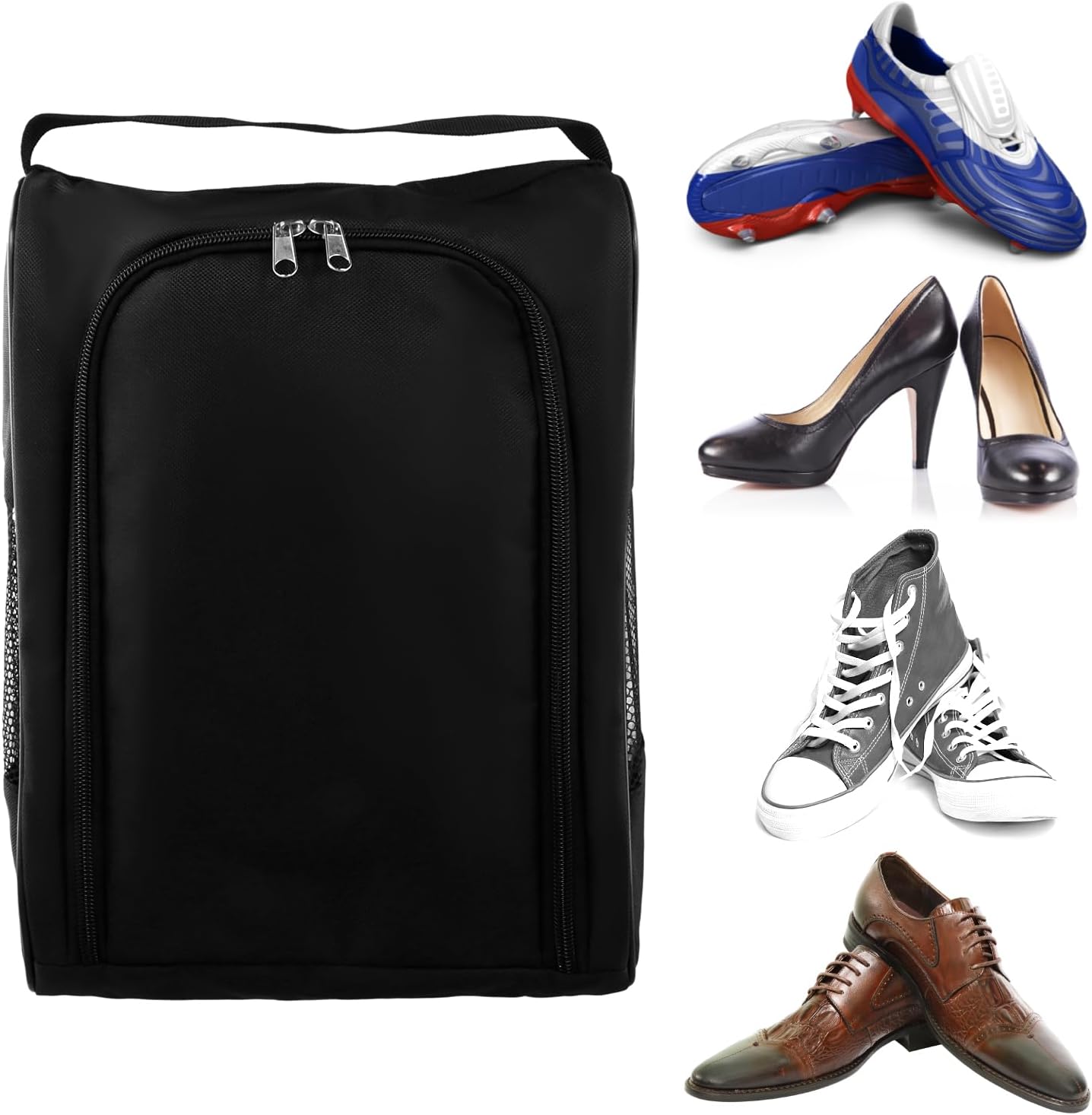 Golf Shoe Bag - Zippered Shoe Carrier with Mesh Holes - Sport Shoes Travel Bag