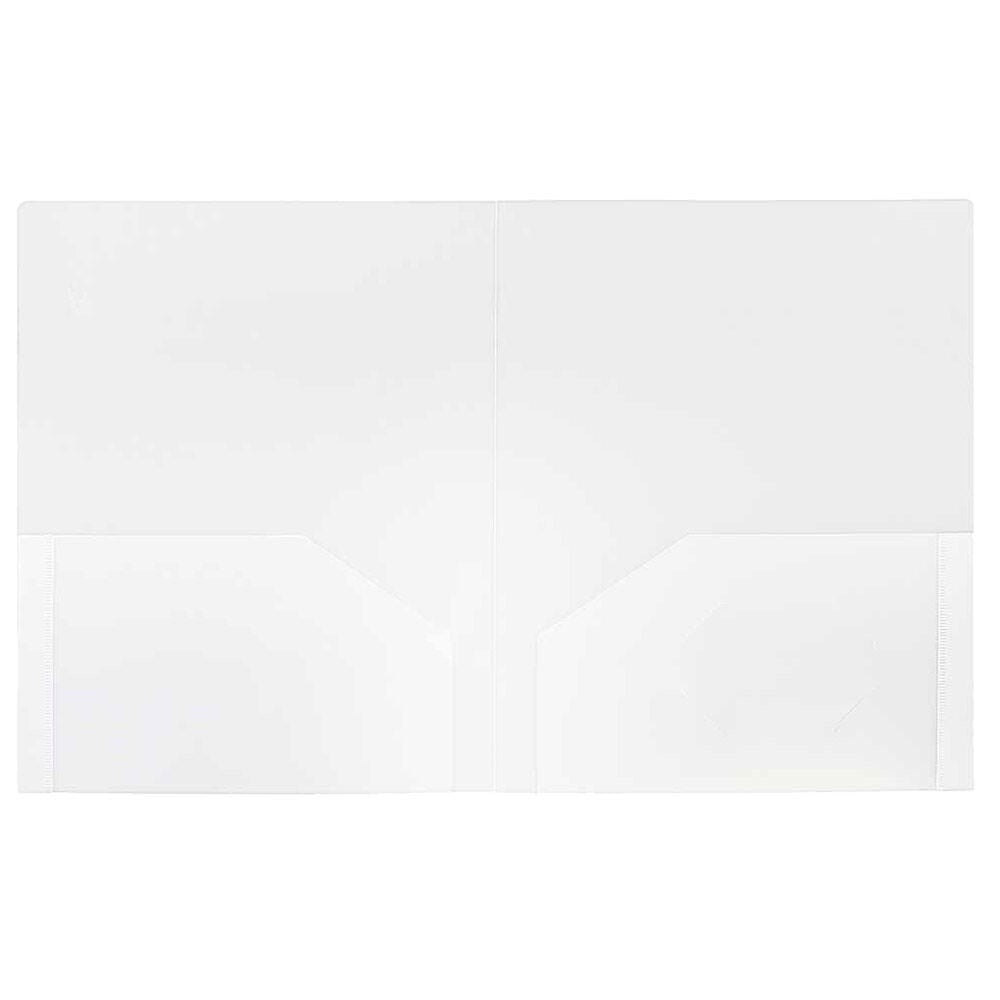 JAM Paper Heavy Duty Plastic 2 Pocket Extra Tough School Folders, Clear, Bulk 48/Pack