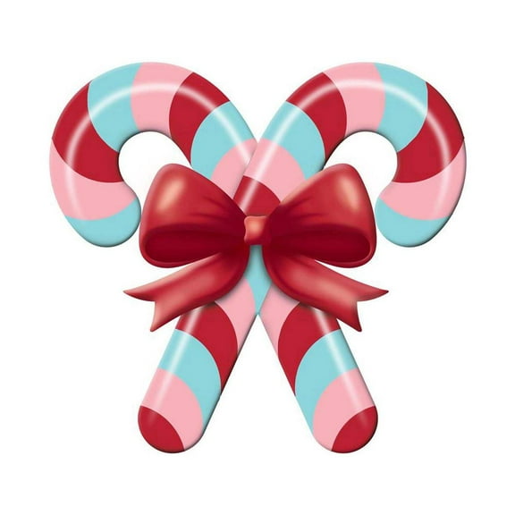 13" Metal Embossed Candy Canes: Pink/Ice Blue