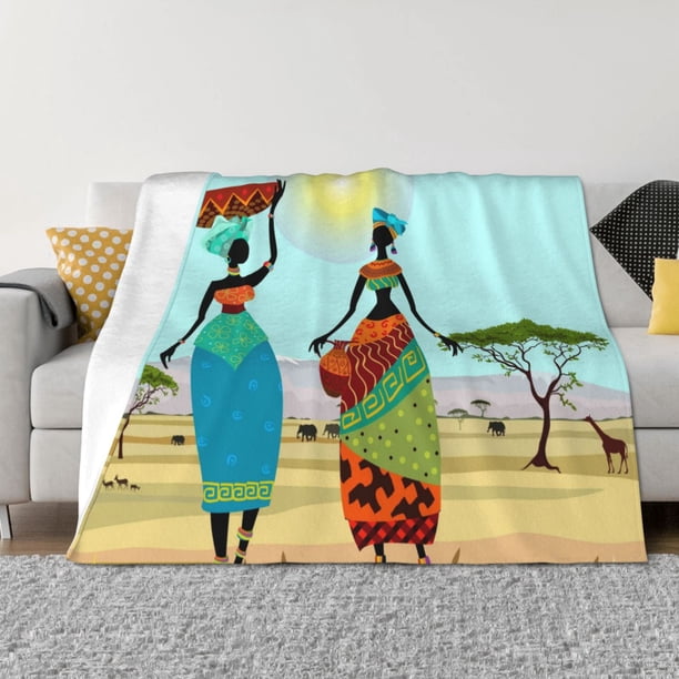 Fotbe African Women Manta de Franela con Estampado, Manta Ultrasuave para Cama, Sofá, Auto, Hipoalergénica y Antibolitas-40"x30"