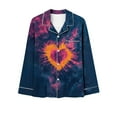 thumbnail image 6 of Uaswgudfs Women's Long Sleeve Button Front Pajama Set Valentine's Day Heart Print Flannel Sleepwear for Women, 6 of 8