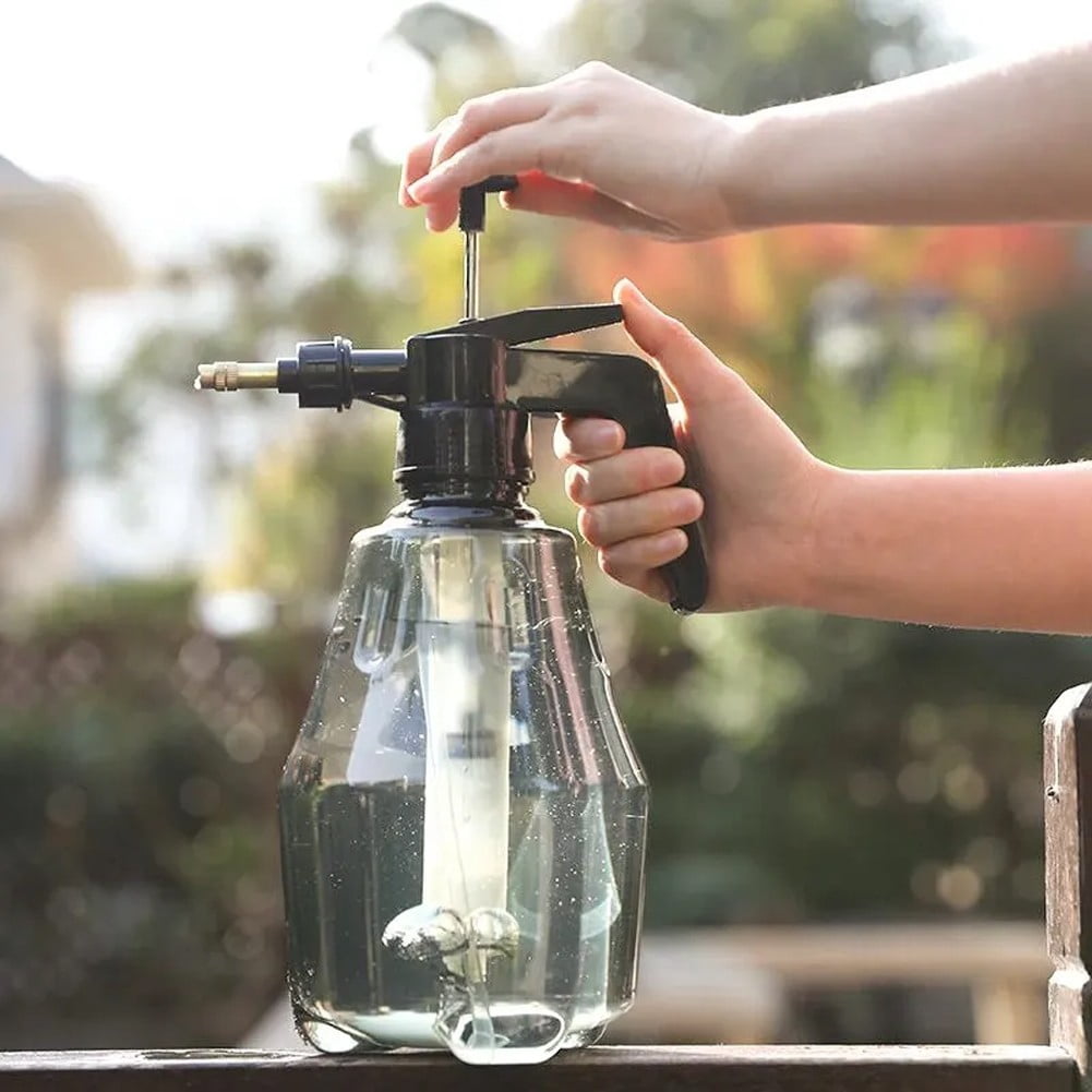 Whatever You Like-1.5L Manual Pressure Sprayer - Adjustable Nozzle Garden Watering Can for Plants, Flowers, Bonsai, Succulents - Transparent PET Bottle with Mist and Stream Modes (Grey/Gr