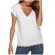 thumbnail image 2 of Blusa informal de manga corta con escote en V y costura de encaje para mujer Fridja  bn5786, 2 of 9