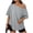 Gray, variant on Off The Shoulder Tops for Women Breathable Loose Drop Shoulder Casual Shirt Half Sleeve Solid Color Slant Neck Tunic Blouse