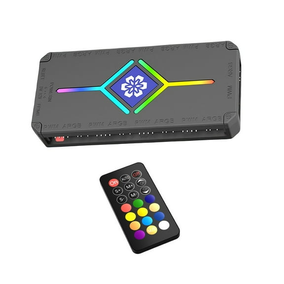 CSYANXING PWM ARGB Fan Hub Controller for PC 9 Ports 5V 3PIN Addressable RGB Lighting Remote Control for Aura Sync MSI