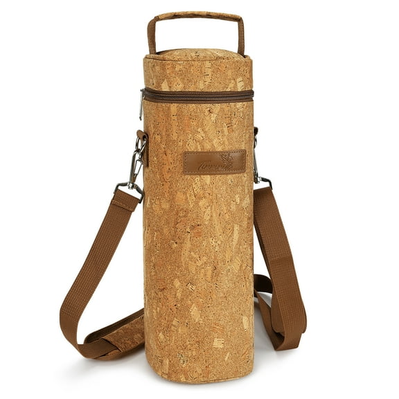 Tirrinia Wine Bag Portable Gift Tote,Polyester Zipper Cylinder Can Leakproof Insulated Wine Bottle Carrying Cooler Carrier for Travel,Picnic,Party,Great Gift for Wine Lover,Cork