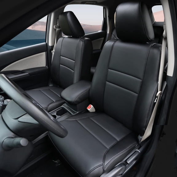 DIKSOAKR Car Seat Cover Custom Fit for Honda CRV 2015 2016 Faux Leather Seat Covers Full Set CR-V Seat Protector Compatible Airbag(5 Seats,Black)