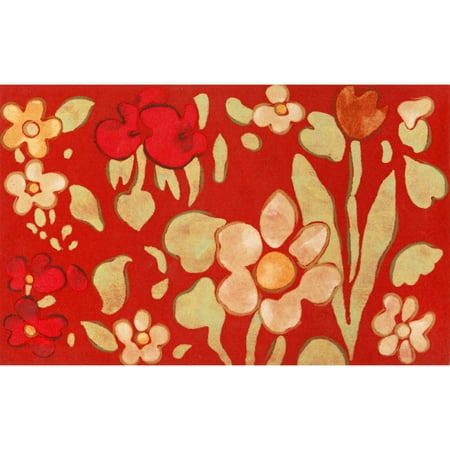 Liora Manne Visions IV Watercolor Flower Indoor/Outdoor Mat Red 20"X29.5"