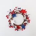 thumbnail image 5 of Patriotic Candle Rings Wreaths Summer Red White Blue Mixed Berries & Pip Berry Wooden Candle Rings Small Artificial Candle Holder for 4 of July Home Kitchen Table Centerpiece, 5 of 8