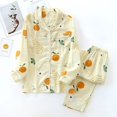 thumbnail image 2 of Pijamas de dos piezas de gasa de algodón 100% para mujer, pantalones de manga larga, flores simples, conjunto de servicio a domicilio suelto, talla M-XXXL, primavera y verano, 2 of 3