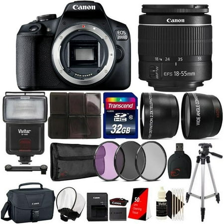 Canon EOS 2000D / Rebel T7 24.1MP Digital SLR Camera + EF-S 18-55mm lens + Original Case + Top