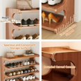 thumbnail image 6 of Lincordor Wooden Shoe Rack for Entryway, 18-25 Pair Large Capacity Storage Rack, Solid Wood Narrow Storage Rack for Hallway, Can be Used as Bookshelf and Plant Rack, 6 of 7