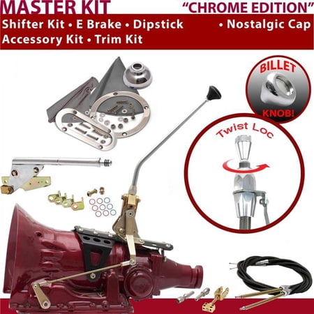 American Shifter TH350 Shifter Kit Chrome 12 in. E Brake Cable Trim Kit Dipstick for F1531