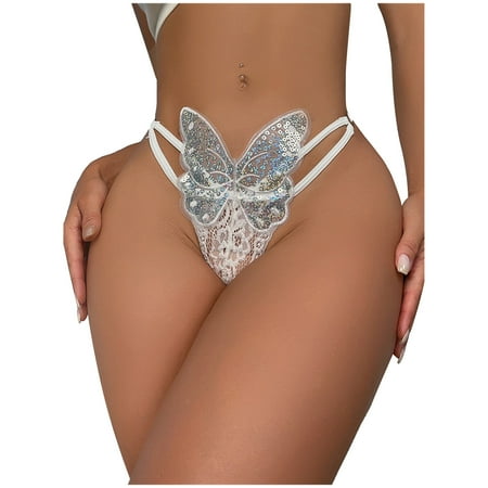 

BELLZELY Shorts for Women Clearance Women Sexy Lace Butterfly Sequins Underwear Lingerie Panties Ladies Underwear Underpants T-String