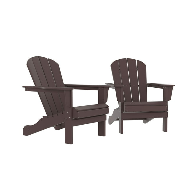 Adirondack Chair, Fire Pit Chairs, Sand Chair, Patio Outdoor Chairs, Dpe Plastic Resin Deck Chair, Lawn Chairs, Adult Size, Weather Resistant For Patio/ Backyard/Garden, Brown, Set Of 2