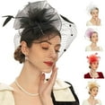thumbnail image 4 of Yesbay Hat Sheer Mesh Large Flower Veil Retro Elegant Photo Prop Hair Accessory Women Wedding Cocktail Tea Party Bridal Cap Party Wear, 4 of 8