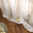 thumbnail image 3 of 2 Pcs de Rideaux en Tulle / Filé / Transparent / Perforé en Polyester de Haute Qualité, Couleur : Beige + Blanc, Taille : 132x214cm, 3 of 7