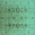 thumbnail image 1 of Ahgly Company Machine Washable Indoor Square Oriental Turquoise Blue Industrial Area Rugs, 7' Square, 1 of 4