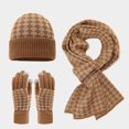 thumbnail image 4 of HNMKIU Winter Warm Lined Knitted Scarf Hat Set For Adults Cold Weather Outdoor Activities Khaki - One Size, 4 of 4