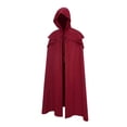 thumbnail image 4 of Adult Hooded Cloak Medieval Cape Ranger Elven Costume for Men Women Halloween Cosplay Gothic Wicca Robe Wizard Sorcerer Knight Larp Dress Up Full Length, 4 of 5