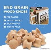 End Grain Wood Knobs 3/4-inch, Pack of 25 Unfinished Small Wooden Knobs for Cabinets, Dressers, Drawer Pull Knobs, Furniture Replacement Knobs, and Crafts, by Woodpeckers