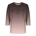thumbnail image 4 of 3/4 Length Sleeve Womens Tops Round Neck Color Block Pleated Tunic Basic Shirts Casual Loose Plus Size Print Blouses (XXL, Brown), 4 of 5