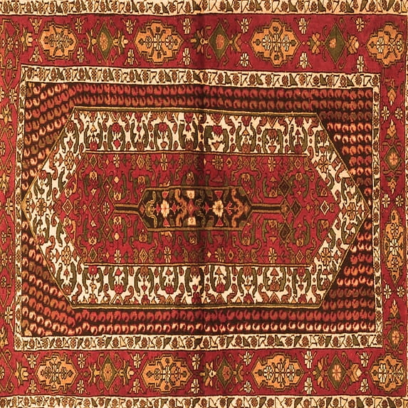 Ahgly Company Indoor Square Persian Orange Traditional Area Rugs, 7' Square