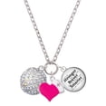 thumbnail image 1 of Delight Jewelry Silvertone Large Super Sparkle Crystal Clear AB Volleyball - Hot Pink Heart Nurse Strong Zoe Necklace, 1 of 4