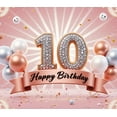 thumbnail image 4 of Elegant Design Birthday Banner 10th Birthday Pink Balloon Celebration Backdrop for Kids Party Event Decoration Anniversary, 4 of 8