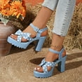 thumbnail image 3 of Mepaouo Sandales à Talons Blocs Épais pour Femmes, Bout Ouvert, Plateforme avec Nœud, Escarpins de Soirée pour Robe, 3 of 8