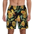 thumbnail image 2 of Picia Sunflowers And Bird pattern Mens Swim Trunks with Compression Liner Stretch Beach Shorts Quick Dry with Zipper Pockets No-Chafing Board Shorts-Large, 2 of 9