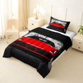 thumbnail image 3 of Castle Fairy Modern Sports Car Twin Comforter Sets 3-Piece for Boys, Garage Entrance Art Bedding Set for Bedroom, Red Black,Black Reversible, 3 of 6