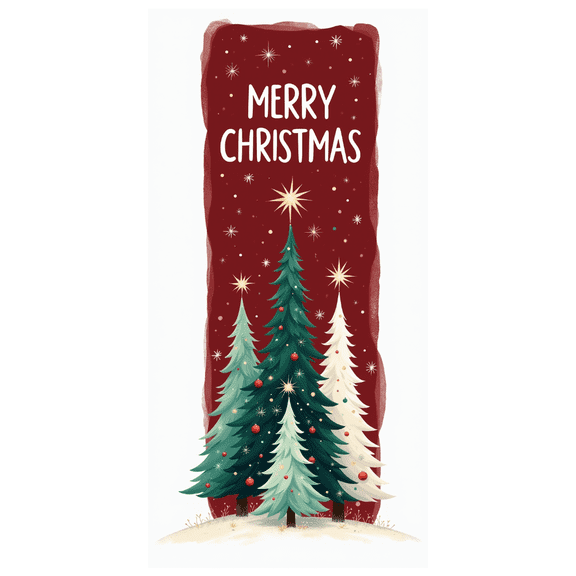 Decorative Design Christmas Banner Colorful Trees Holiday Decoration for Winter Party Home Decor Celebration