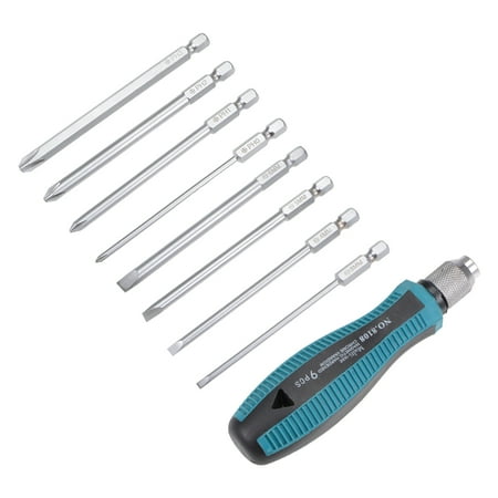 

Uxcell 1/4 Hex Shank Magnetic Screwdriver Bits Set (9-in-1) w Non-Slip Handle