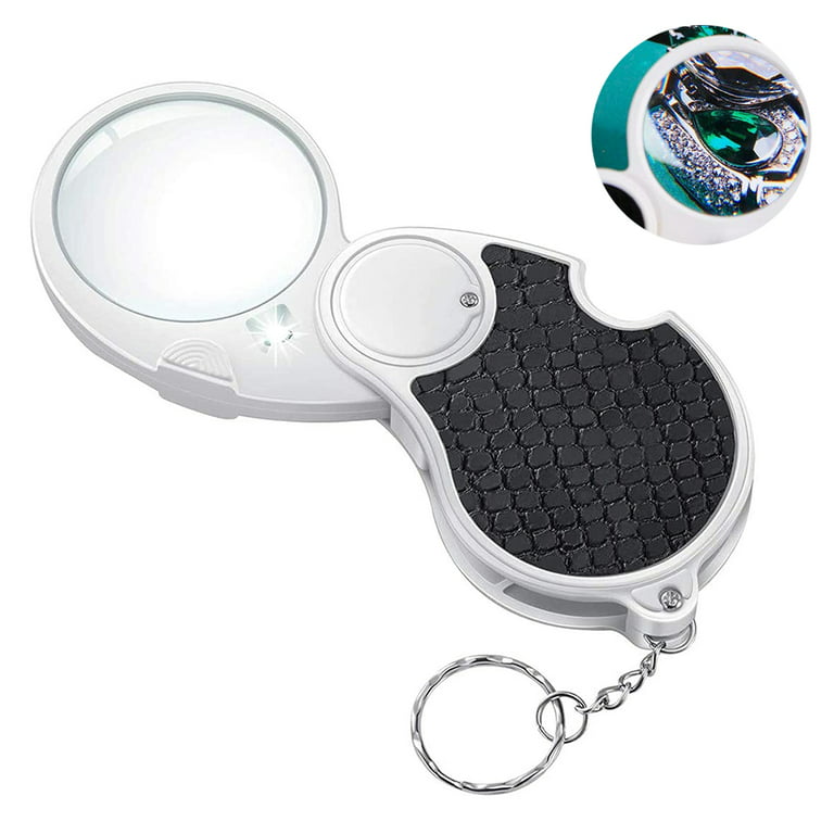1pcs Magnifying Glass With Light, Lighted Magnifying Glass, 8x 20x Handheld Pocket  Magnifier Small Illuminated Folding Hand Held Lighted Magnifier Com