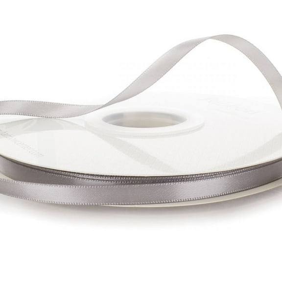 1/4" Wide Silver Double Faced Satin Ribbon - 100 Yards