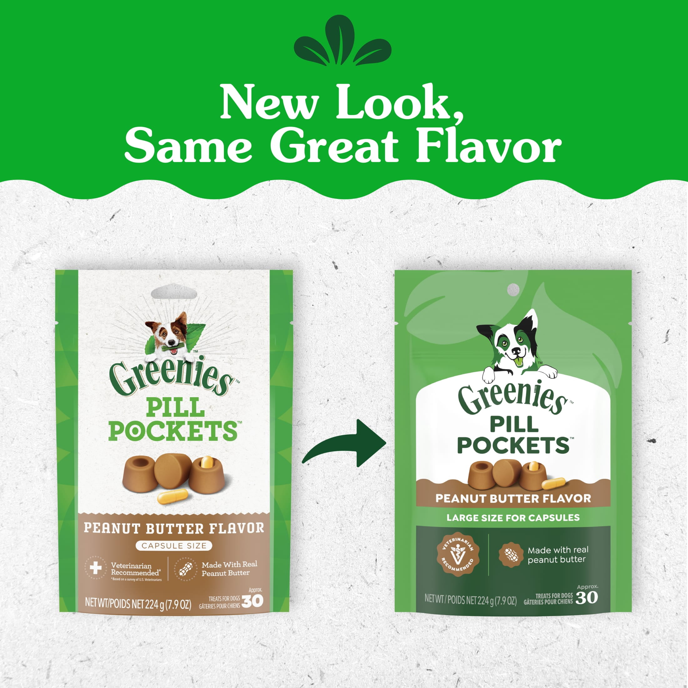 (3 pack) Greenies Pill Pockets Peanut Butter Flavor Dog Treats Large 7.9 oz Pouch