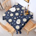 thumbnail image 2 of Dark Blue Sun Moon Star Pattern Square Tablecloth,Waterproof Square Table Cover,Wipeable Spillproof Washable Table Cover for Home Kitchen Party Decor 42"X42"(107x107cm), 2 of 6