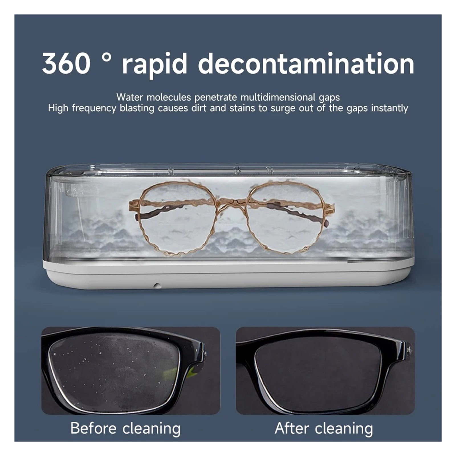 Ultrasonic Cleaner High Frequency Vibration Cleaner for Cleaning Glasses,Jewelry,Dentures and Jewels