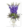 thumbnail image 2 of Nearly Natural 34in. Delphinium and Lavender Artificial Arrangement in White Urn, 2 of 2