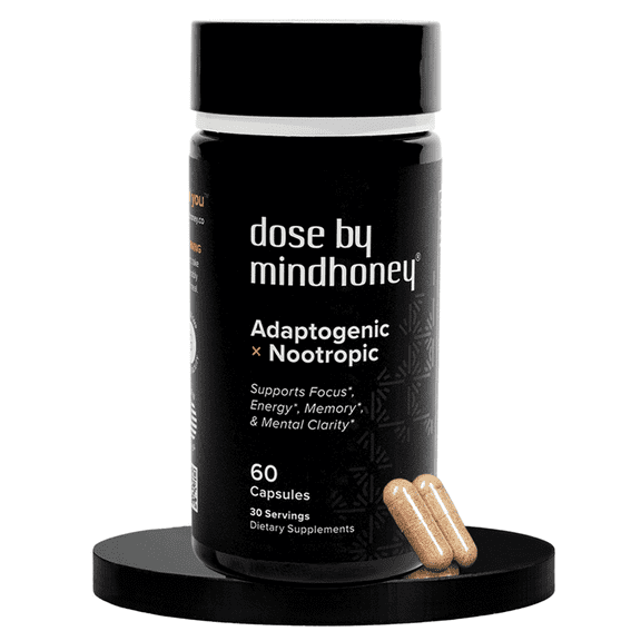 Dose by Mindhoney | Natural Nootropic Brain Supplements | Ashwagandha, Lion’s Mane, Theanine, Vitamins (60 Count)