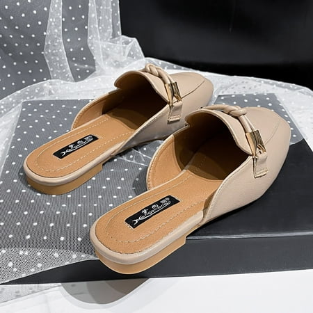 

Cathalem Women s Summer Fashion Casual PU Semi Slippers Slippers Women Sandal Grey 6.5