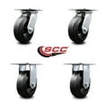thumbnail image 2 of 6 Inch Rubber on Steel Caster Set with Roller Bearings 2 Swivel 2 Rigid SCC, 2 of 2